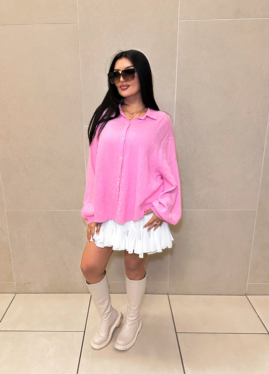 Tina Musselin Bluse Rosa oversize